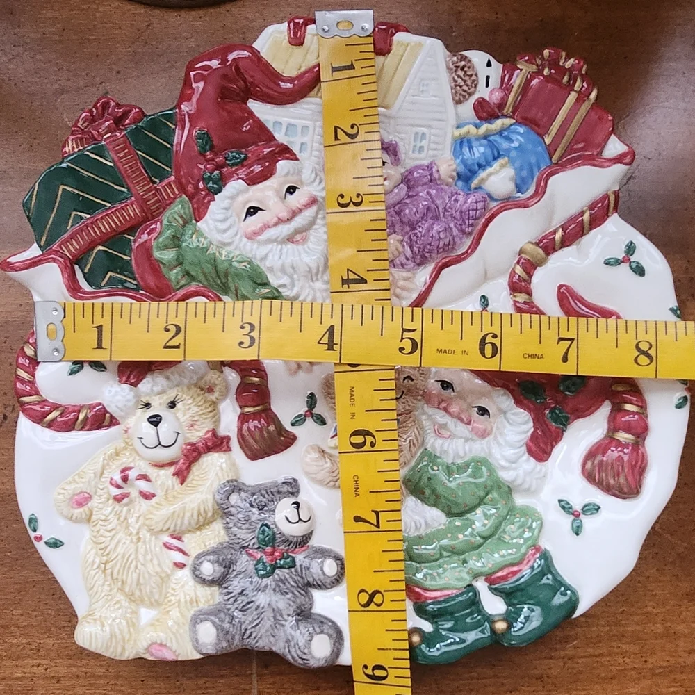 Fitz and Floyd Holiday Elf Handcrafted Canape Plate